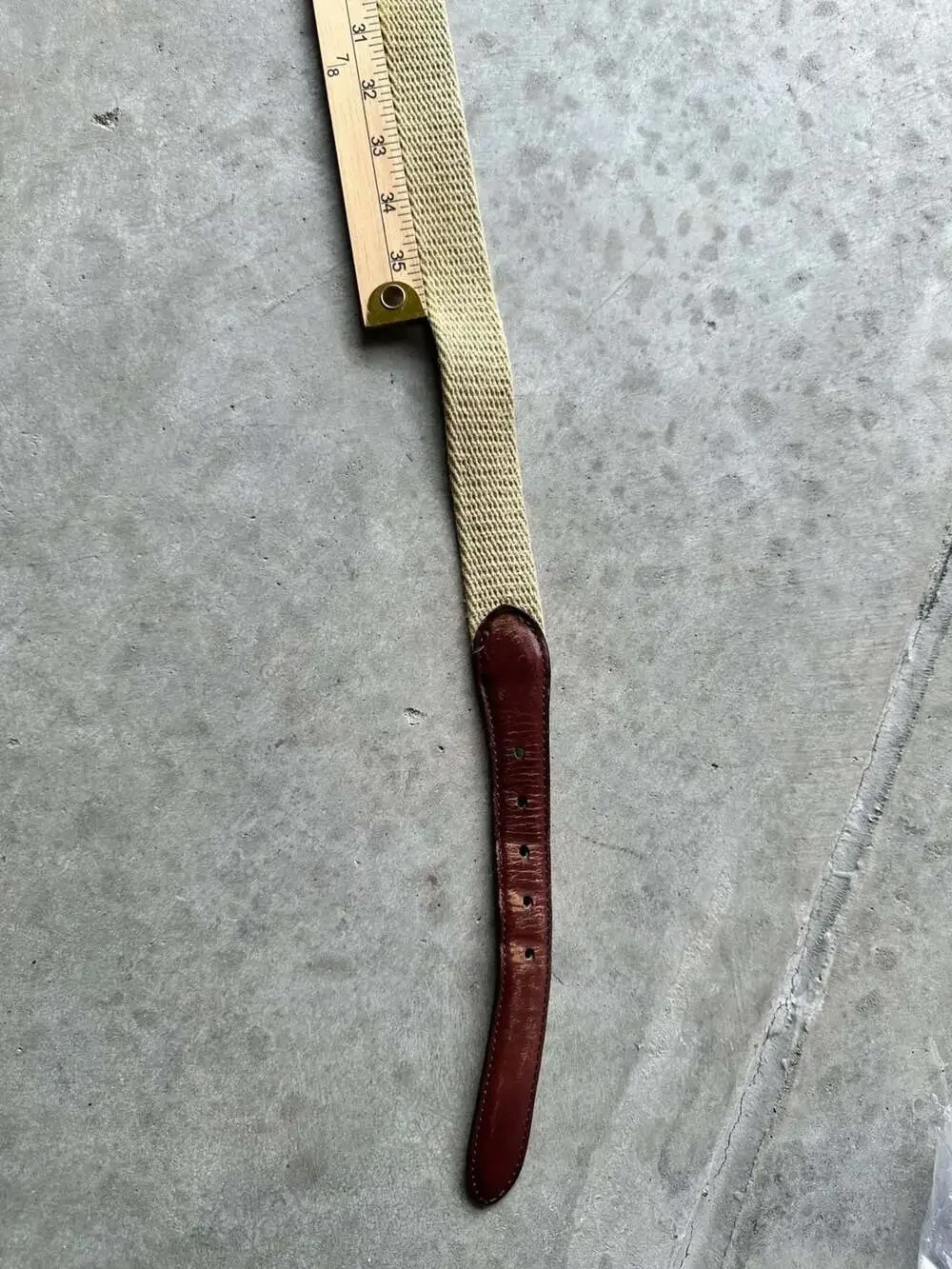 L.L. Bean Canvas and Leather Web Belt with Solid Brass Buckle